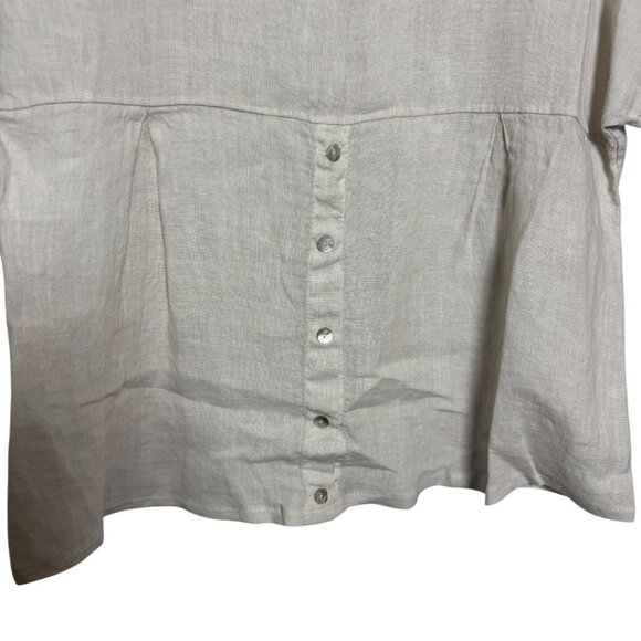 Terzo Millennio Made in Italy Size Small natural Linen Button Back Top Tunic - Picture 3 of 6